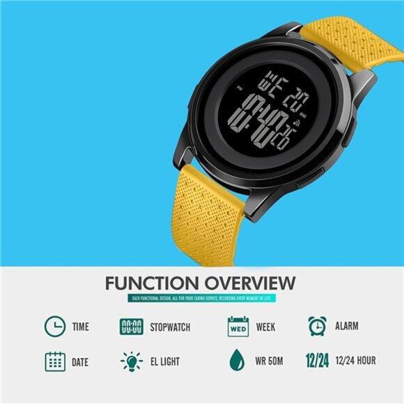 Mens Watch Ultra-Thin Digital Sports Watch Waterproof Stainless Steel Fashion - Picture 2 of 7